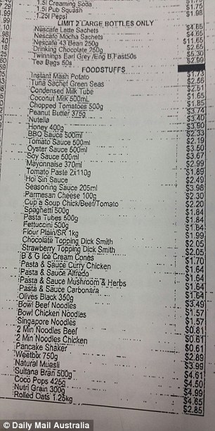 Along with the breakfast cereals, chocolate and spaghetti, inmates can also purchase halal or other 'religious friendly' meals